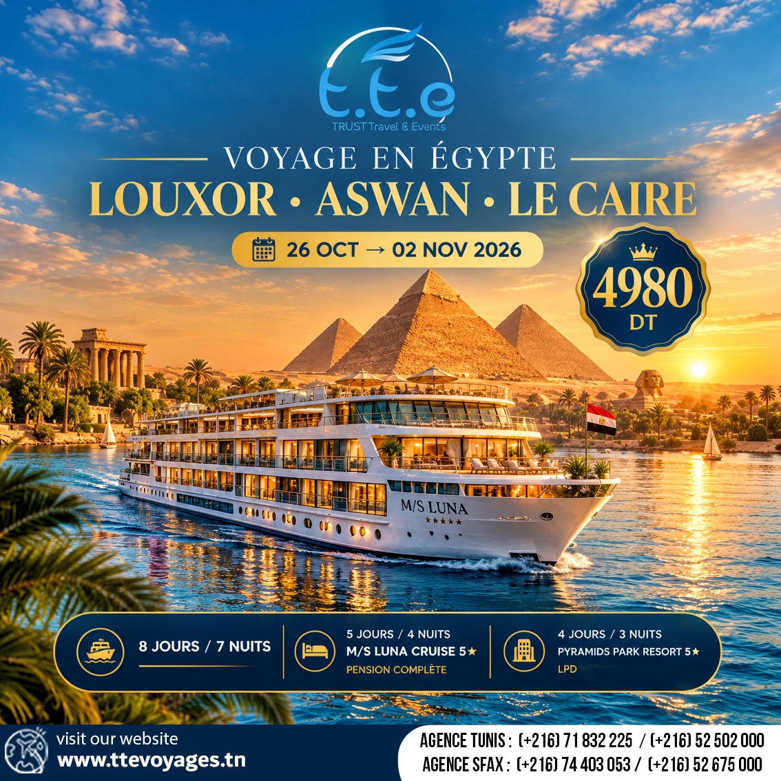 Louxor & Aswan & Caire Octobre 2026